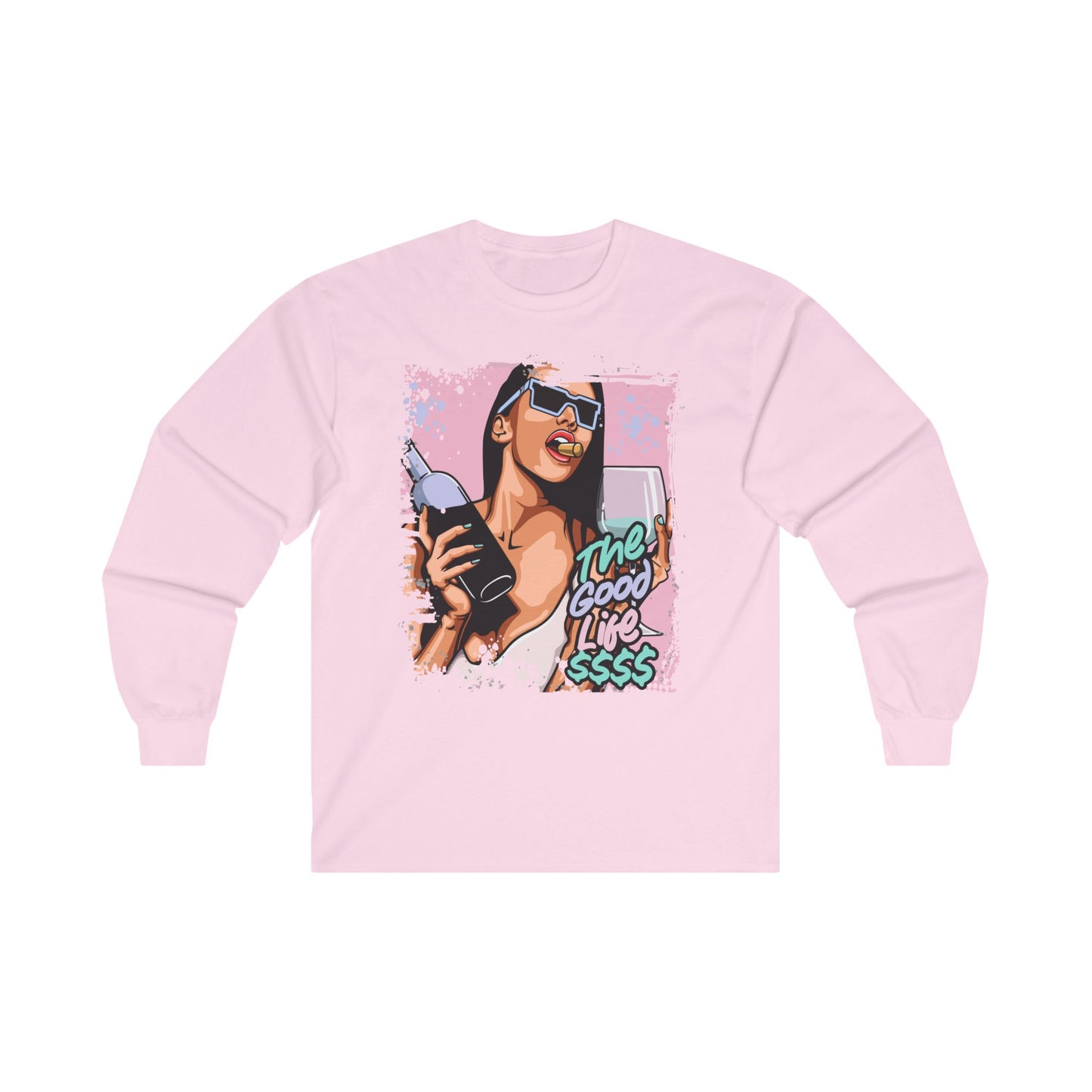 The Good Life Unisex Long Sleeve Tee - Fun Red Graphic Shirt