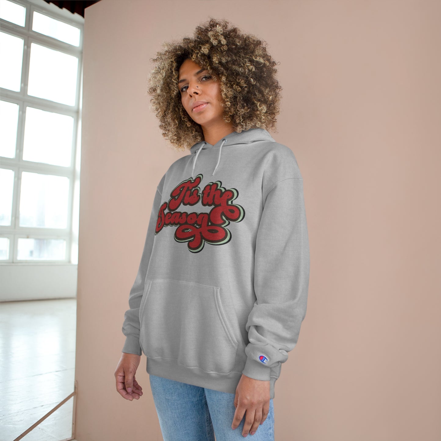 Festive Champion Hoodie - 'Tis the Season Christmas Sweatshirt