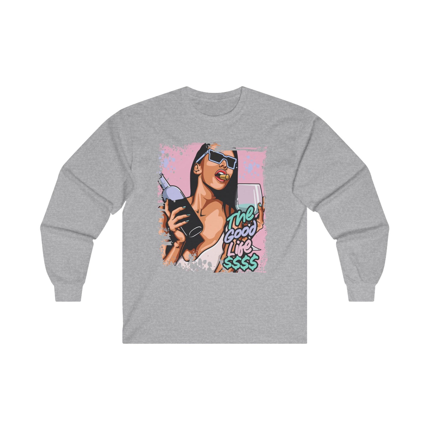The Good Life Unisex Long Sleeve Tee - Fun Red Graphic Shirt