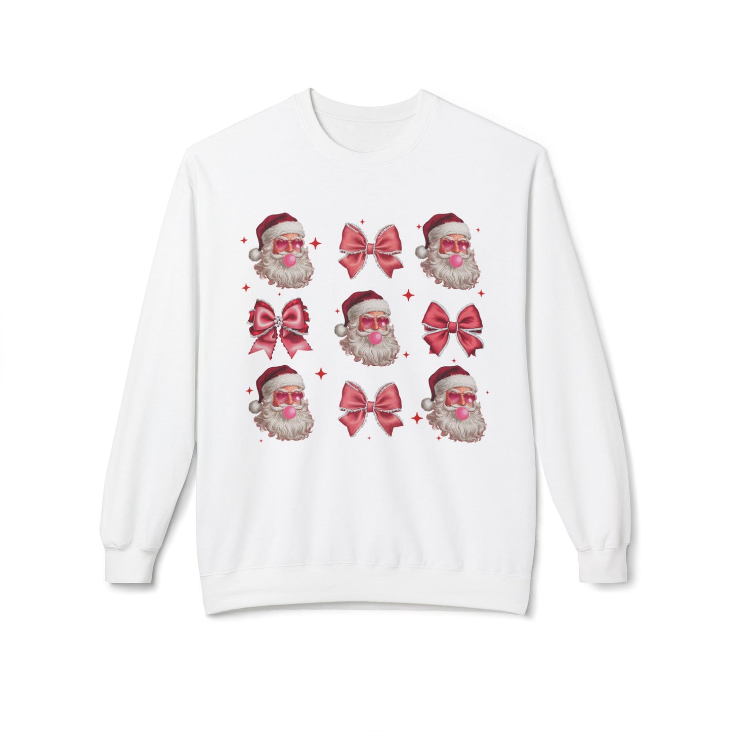 Festive Santa Sweatshirt with Bows – Cozy Holiday Crewneck