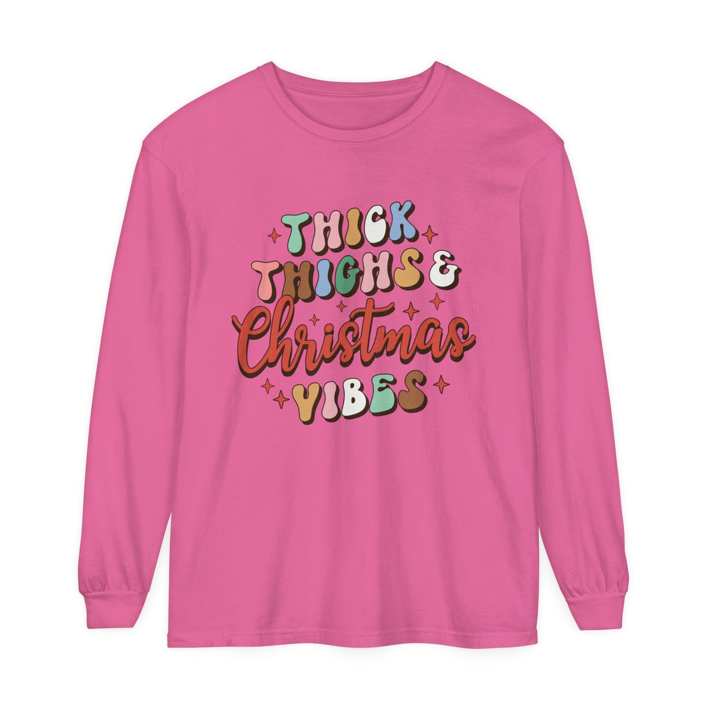 Thick Thighs & Christmas Vibes Unisex Long Sleeve T-Shirt