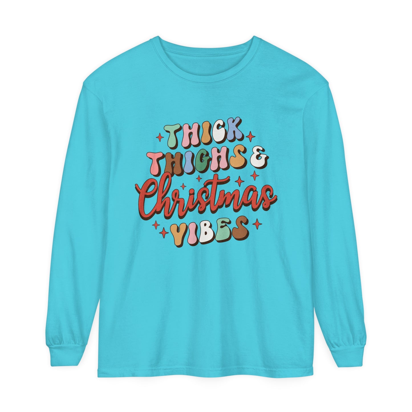 Thick Thighs & Christmas Vibes Unisex Long Sleeve T-Shirt