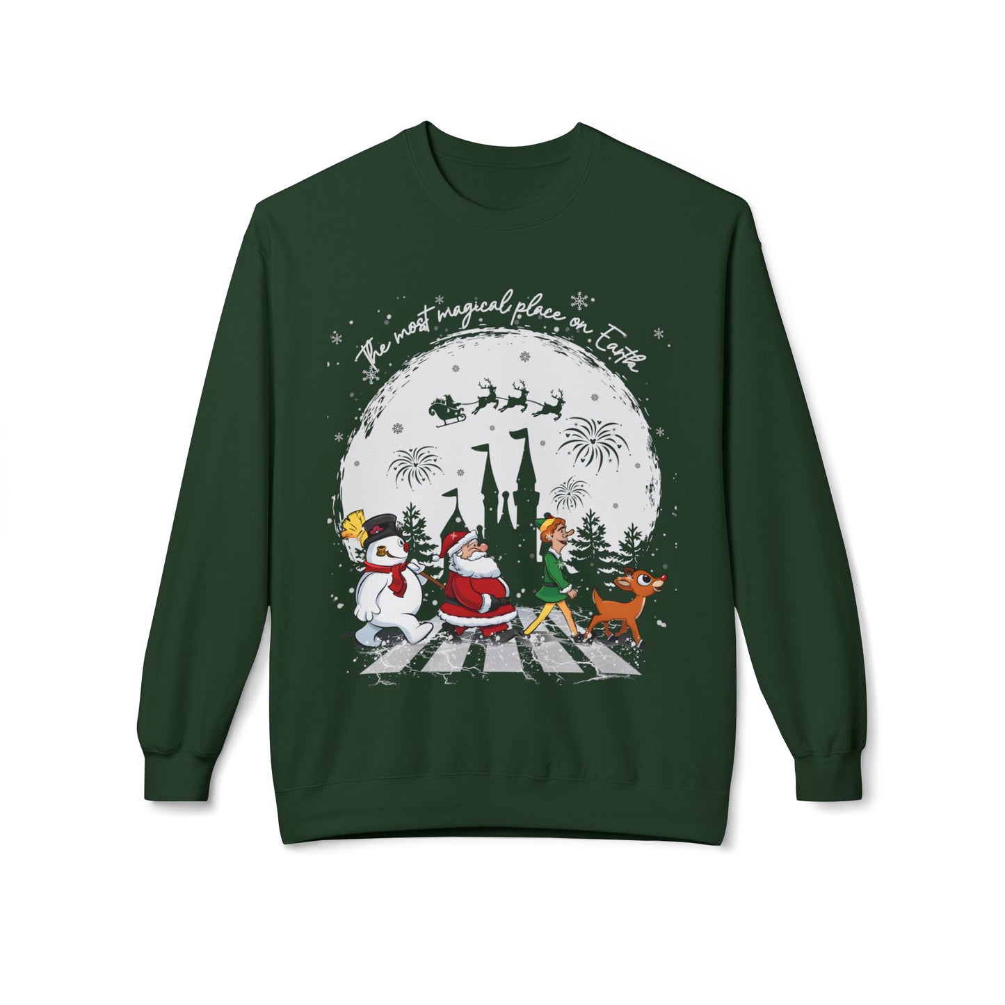 "A Very Magical Place on Earth" Holiday Crewneck Sweatshirt - Unisex Midweight Fleece