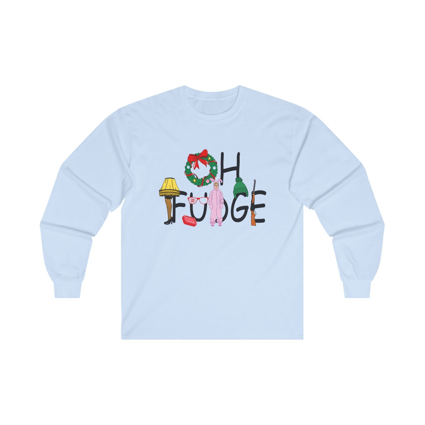 Funny Holiday 'OH FUDGE' Unisex Long Sleeve Tee