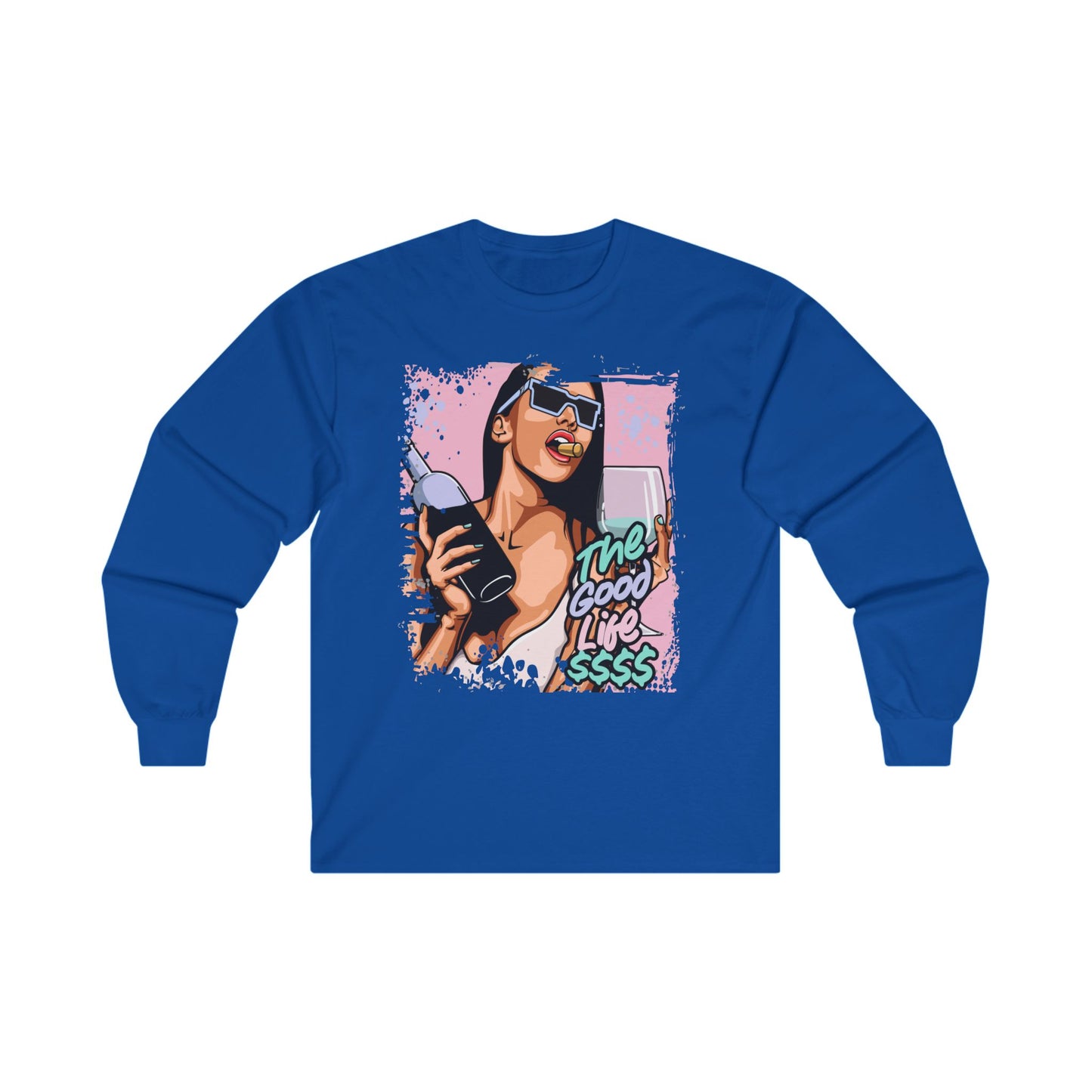 The Good Life Unisex Long Sleeve Tee - Fun Red Graphic Shirt