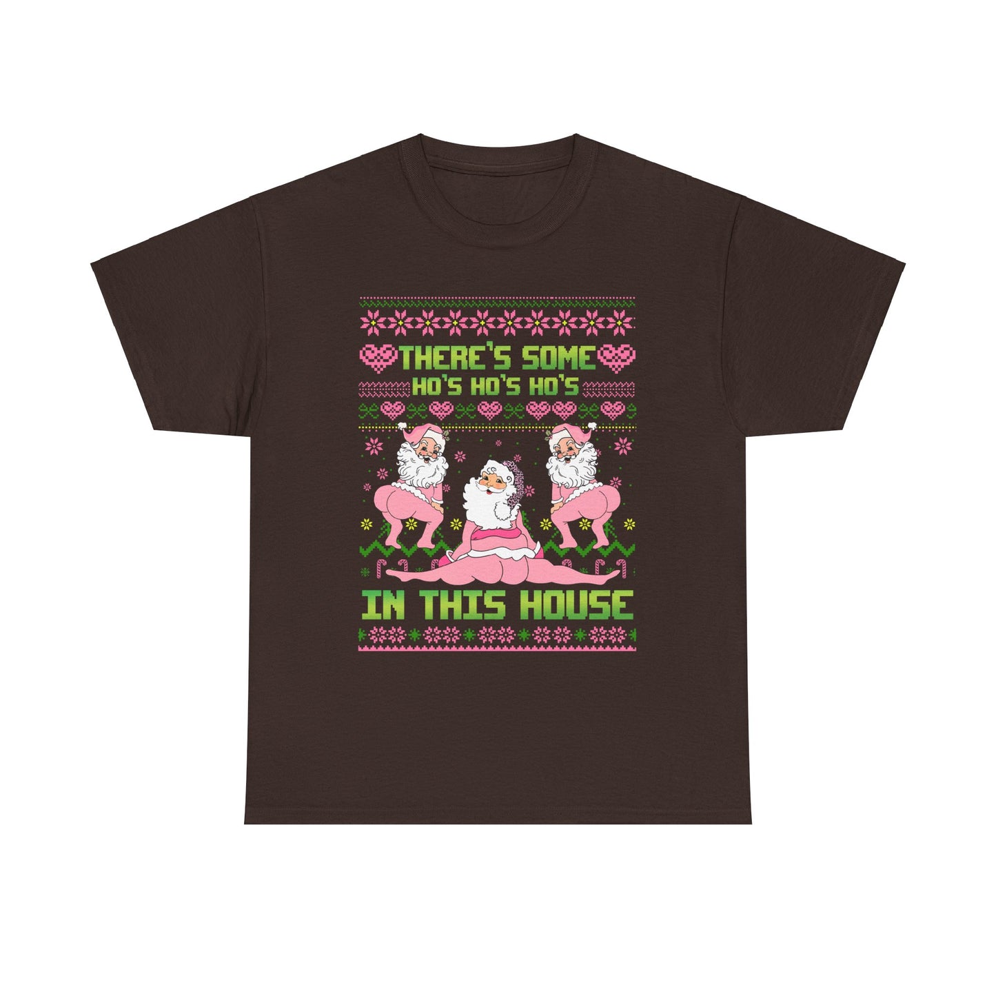 Funny Christmas Unisex Heavy Cotton Tee - "There's Some Ho's Ho's Ho's in This House"