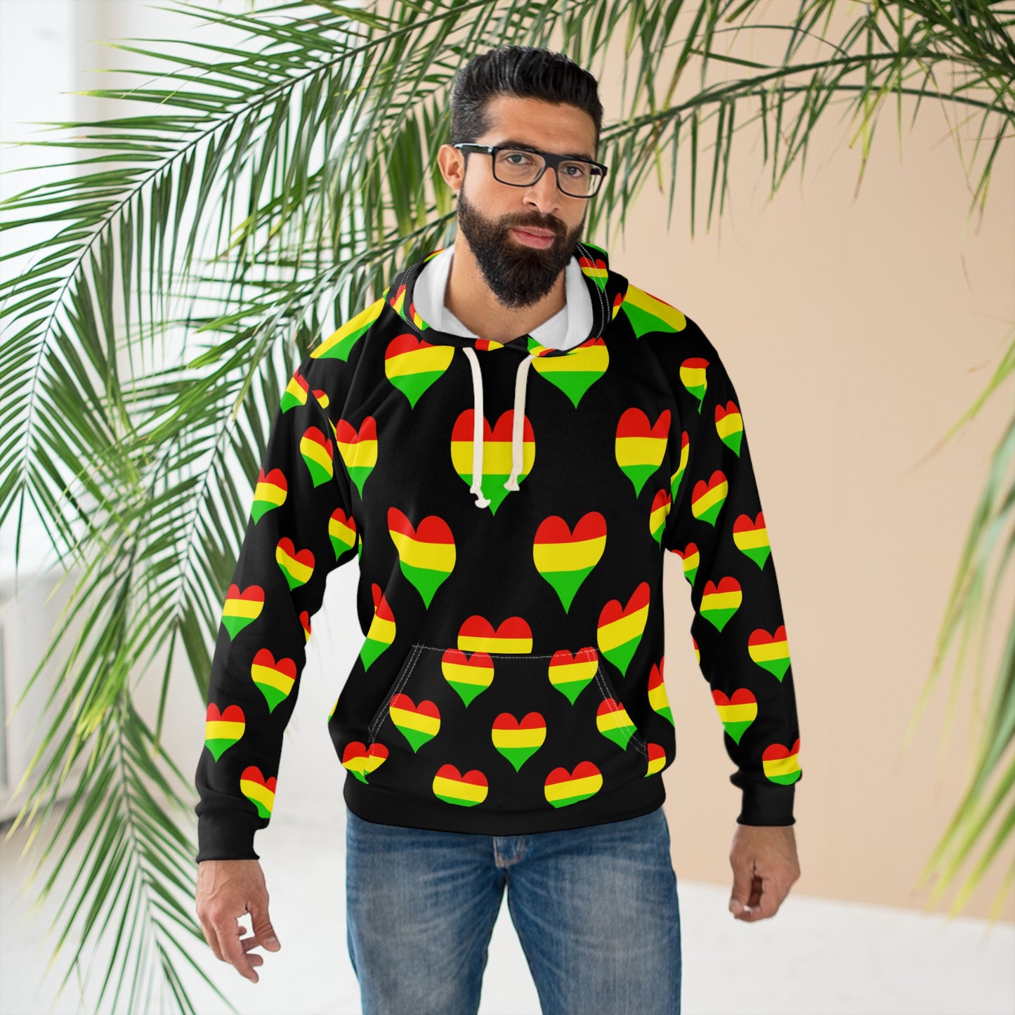 Multicolor Heart Pullover Hoodie