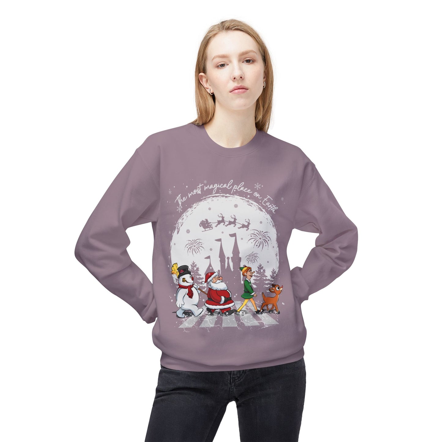 "A Very Magical Place on Earth" Holiday Crewneck Sweatshirt - Unisex Midweight Fleece