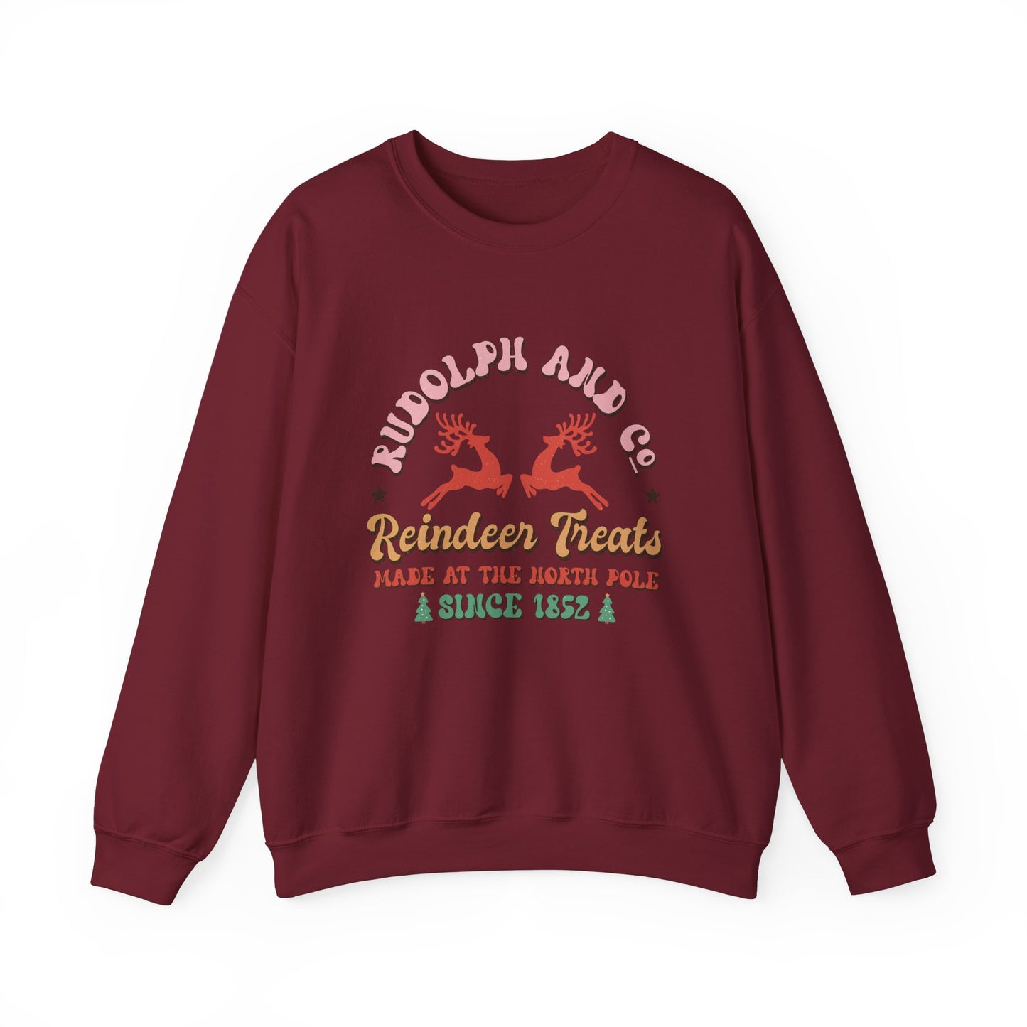 Christmas Crewneck Sweatshirt - Rudolph & Santa's Reindeer Treats Design