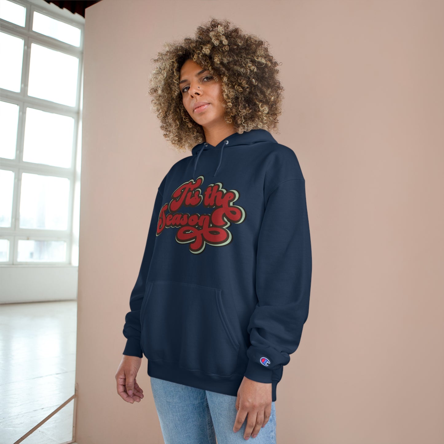 Festive Champion Hoodie - 'Tis the Season Christmas Sweatshirt