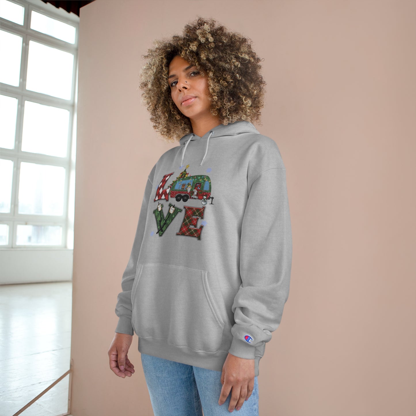 Festive Love Champion Hoodie - Christmas Truck Design