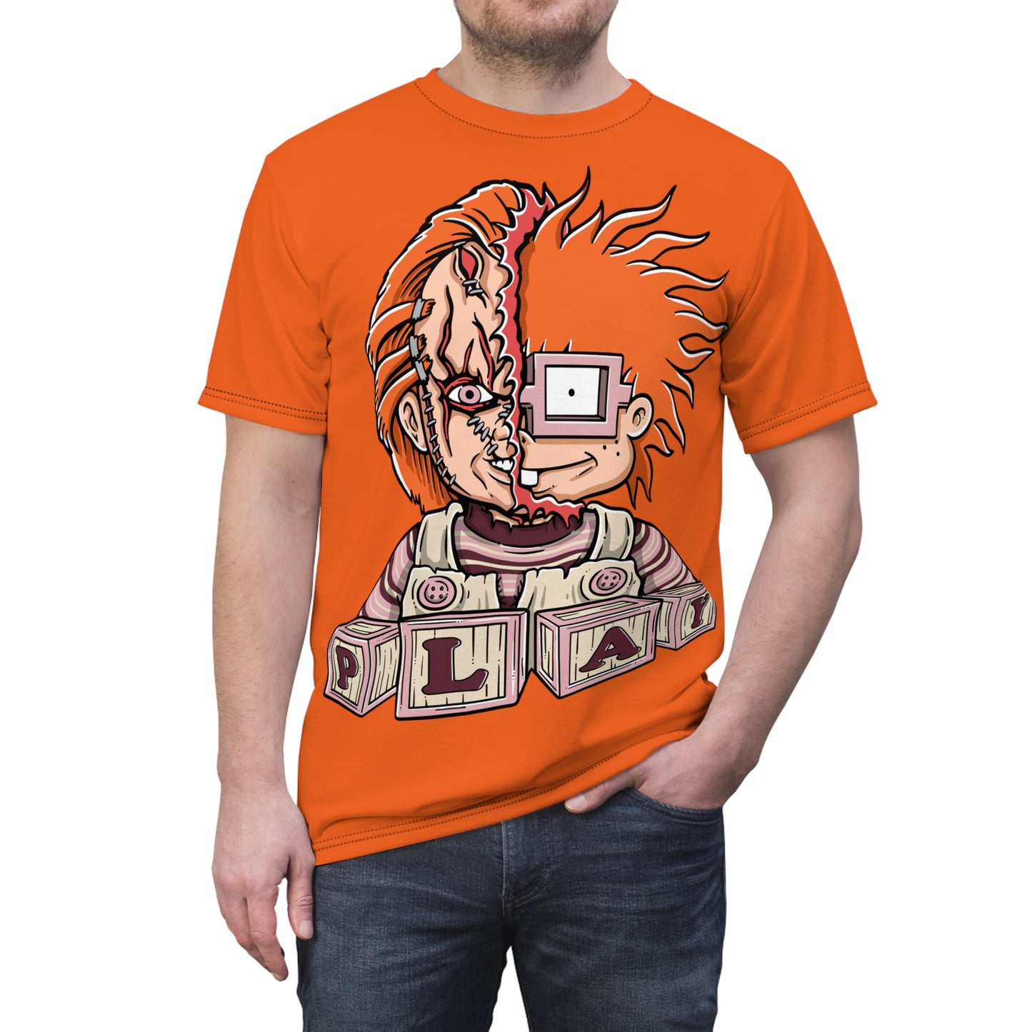 Playful Horror Unisex Cut & Sew Tee - Unique Graphic Tee for Halloween and Year-Round Fun