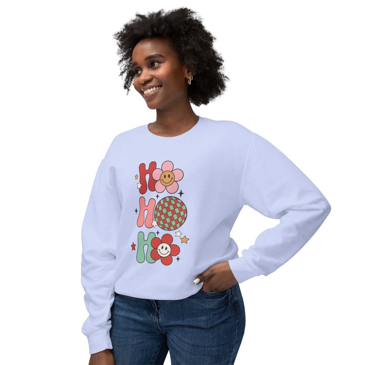 Festive Unisex Crewneck Sweatshirt - 'Ho Ho Ho' & 'Holly Jolly Babe' Design
