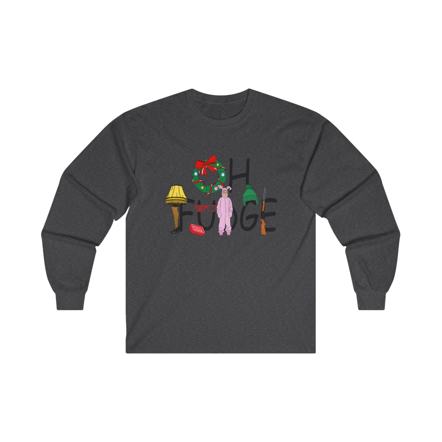 Funny Holiday 'OH FUDGE' Unisex Long Sleeve Tee
