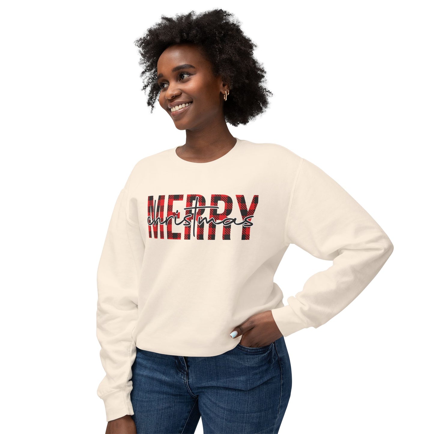 Merry Christmas Unisex Lightweight Crewneck Sweatshirt