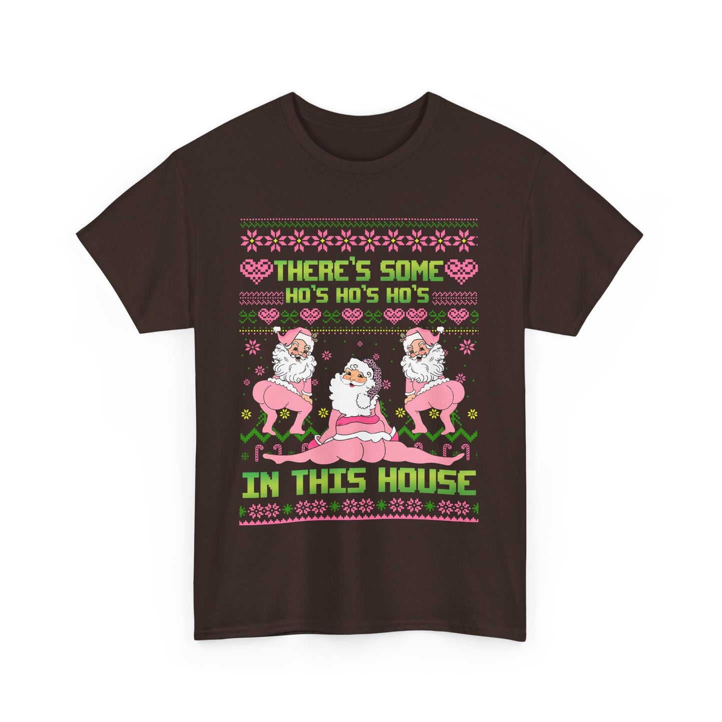 Funny Christmas Unisex Heavy Cotton Tee - "There's Some Ho's Ho's Ho's in This House"