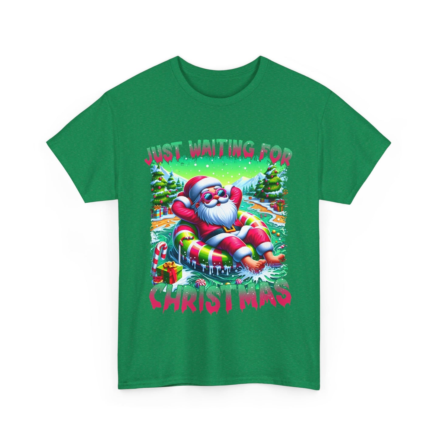 Unisex Heavy Cotton Tee - Just Waiting for Christmas Design