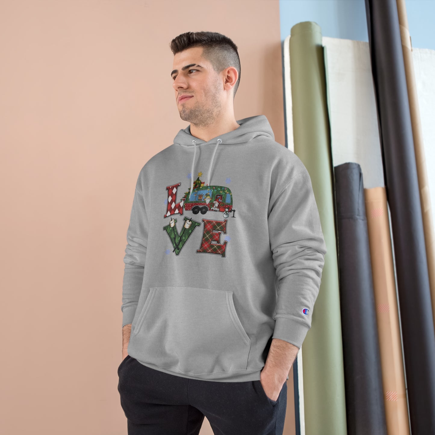 Festive Love Champion Hoodie - Christmas Truck Design