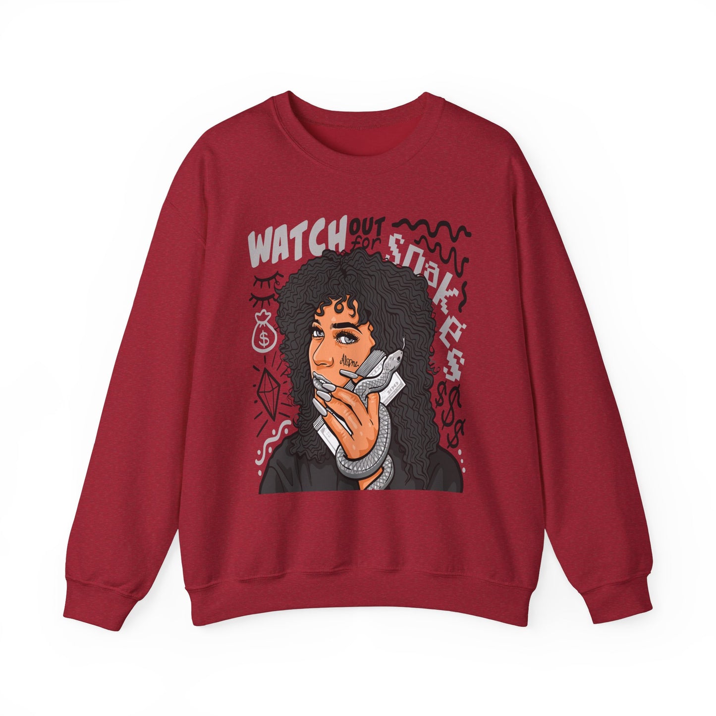 Watch Out for Snakes Crewneck Sweatshirt - Bold Graphic Design