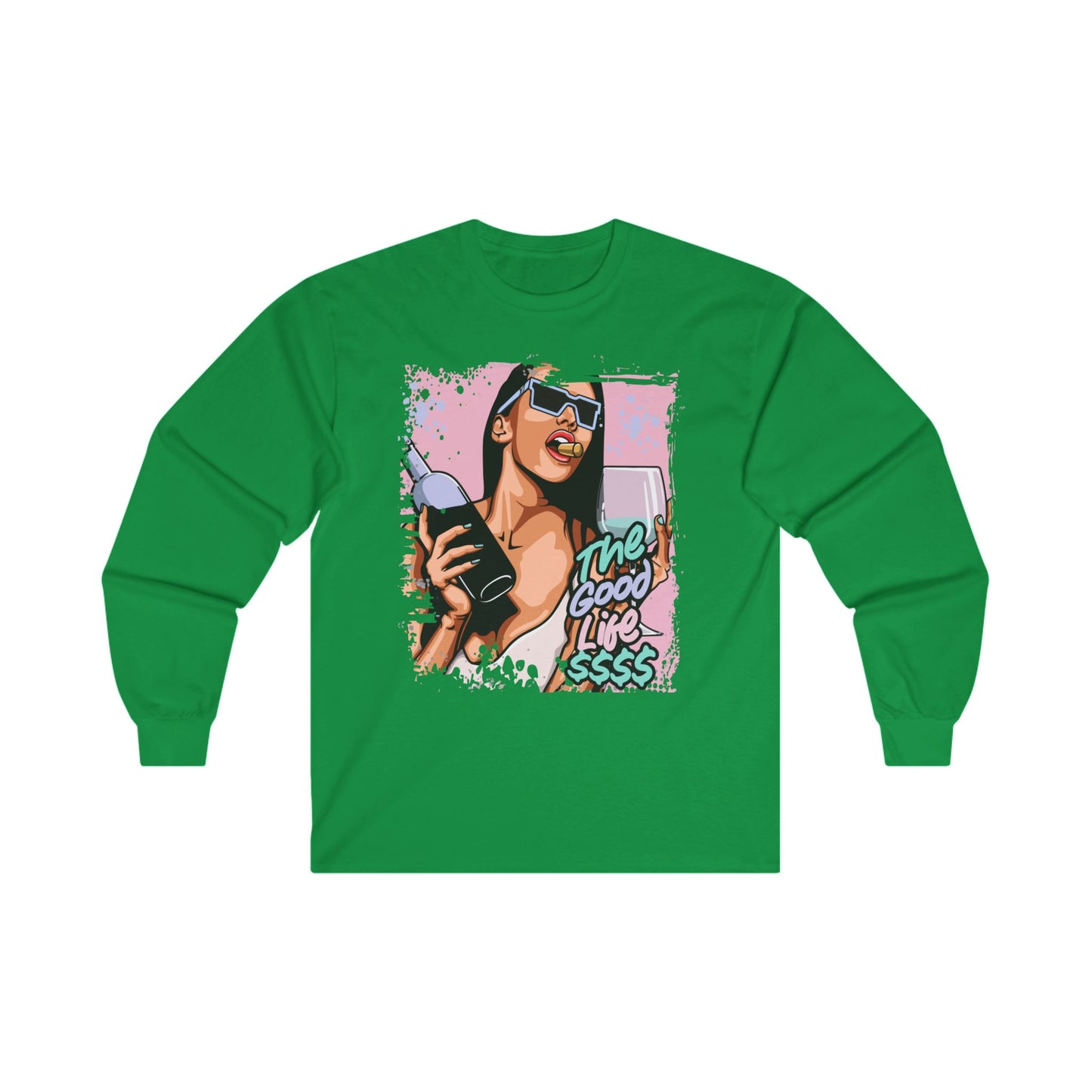 The Good Life Unisex Long Sleeve Tee - Fun Red Graphic Shirt