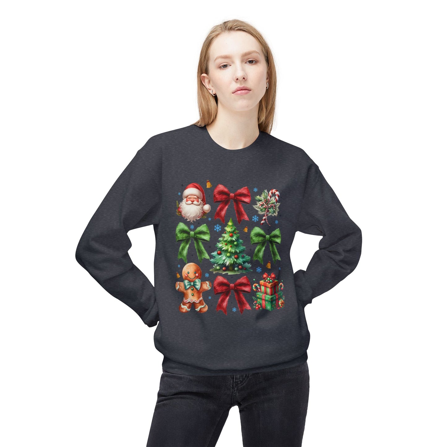 Festive Fleece Crewneck Sweatshirt - Christmas Cheer Design