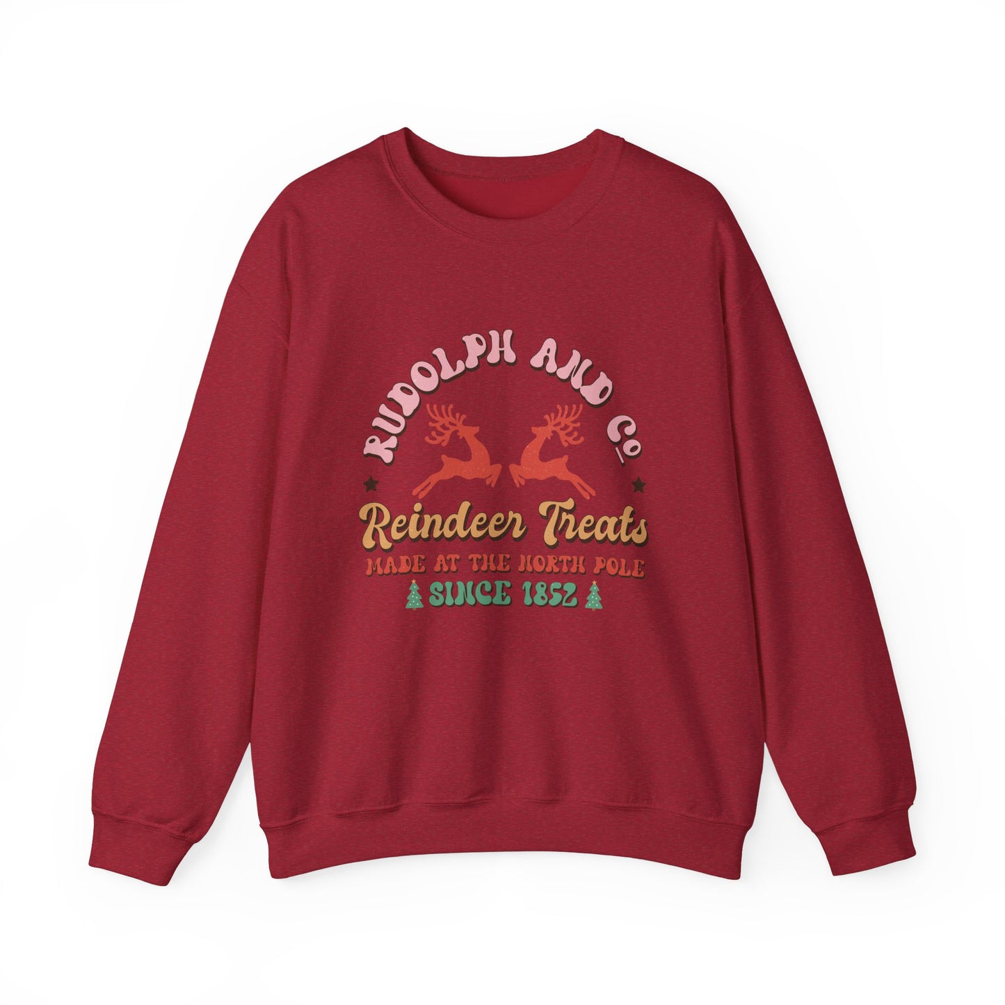 Christmas Crewneck Sweatshirt - Rudolph & Santa's Reindeer Treats Design