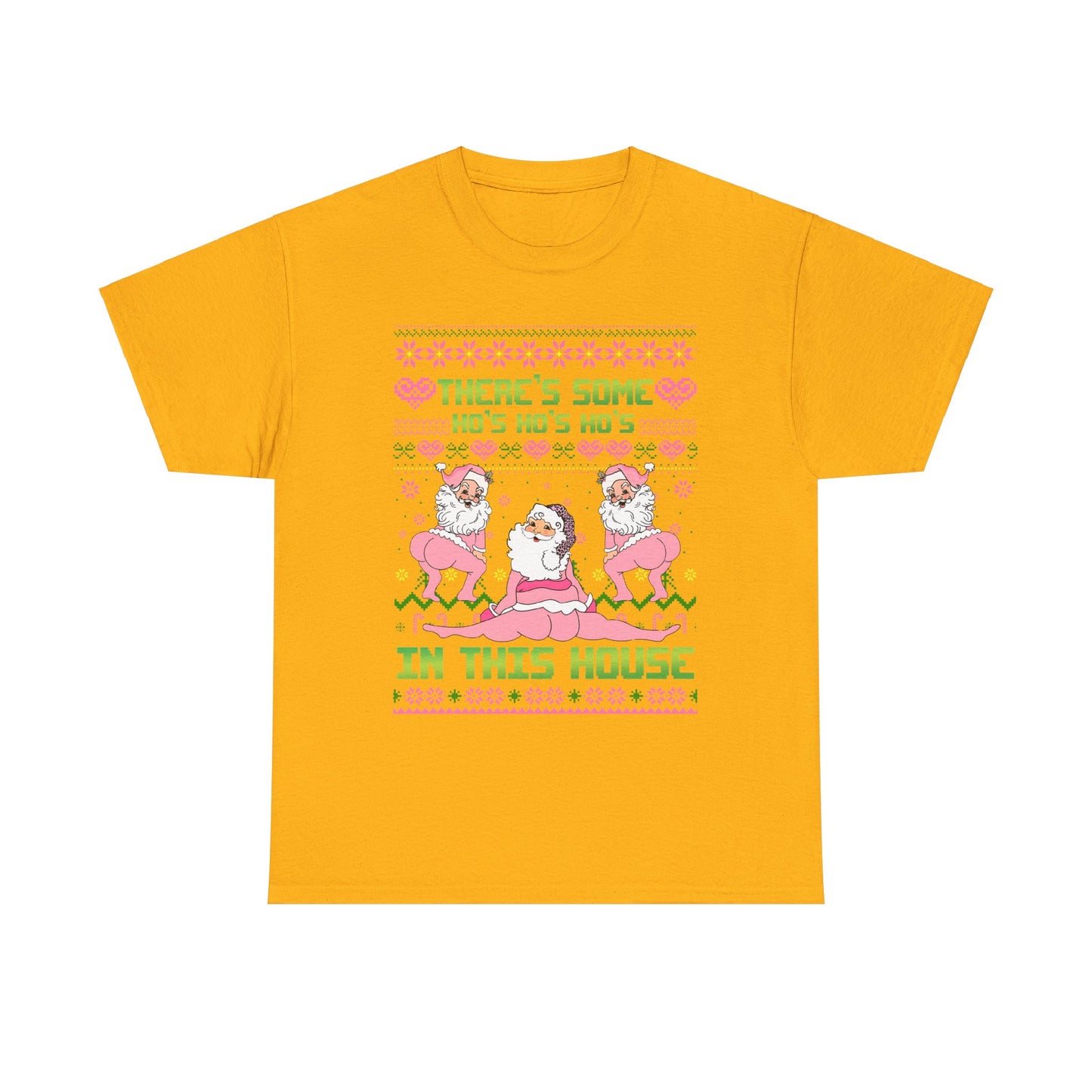 Funny Christmas Unisex Heavy Cotton Tee - "There's Some Ho's Ho's Ho's in This House"