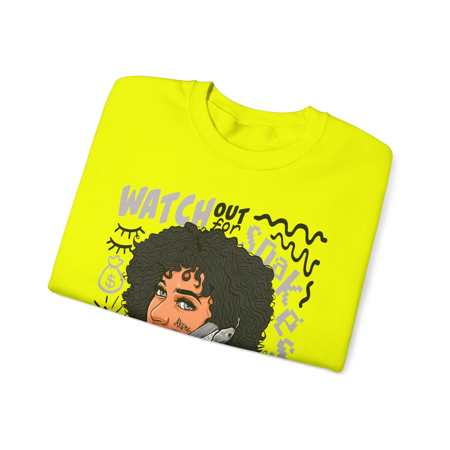Watch Out for Snakes Crewneck Sweatshirt - Bold Graphic Design