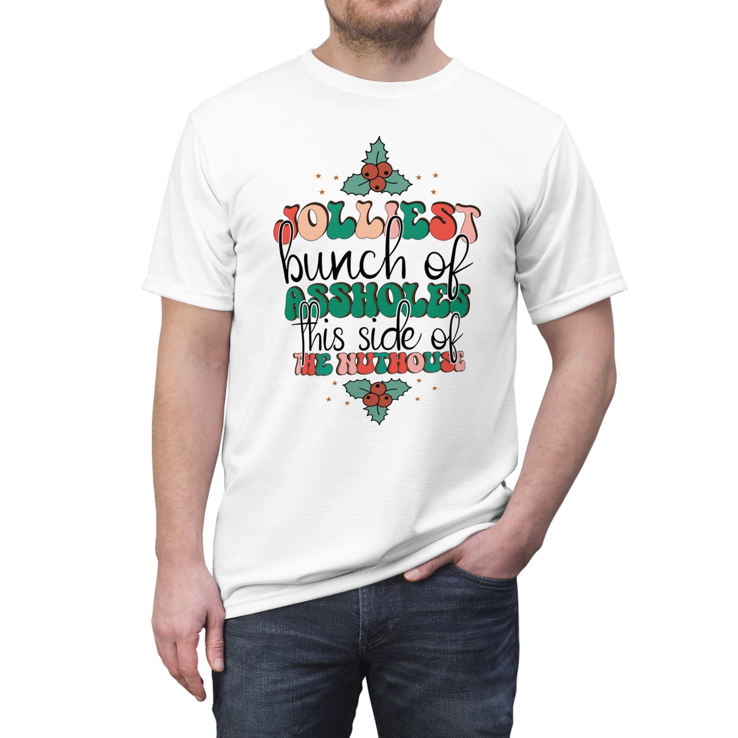 Hilarious Holiday Unisex Tee - 'Jolliest Bunch of Assholes This Side of the Inn'