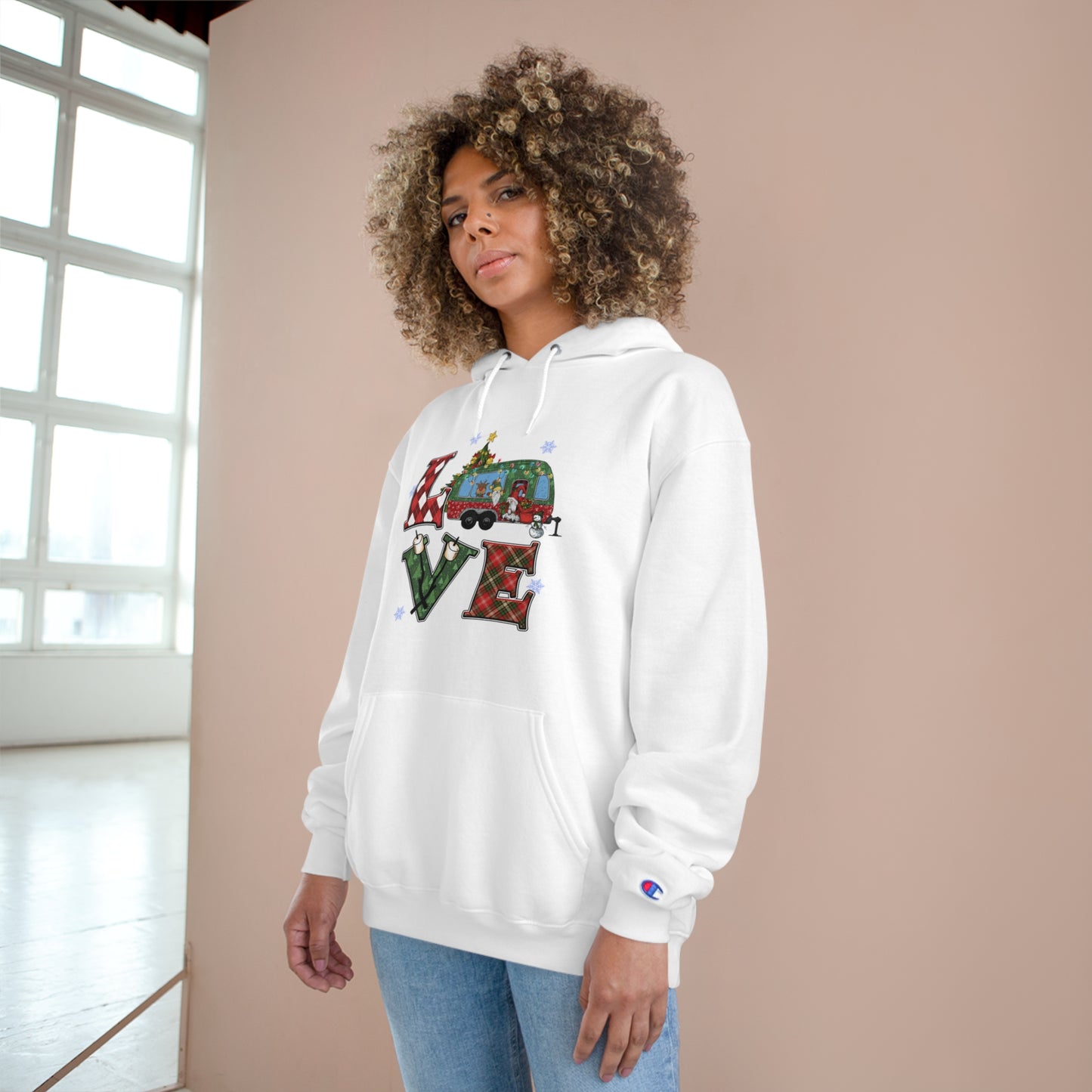 Festive Love Champion Hoodie - Christmas Truck Design