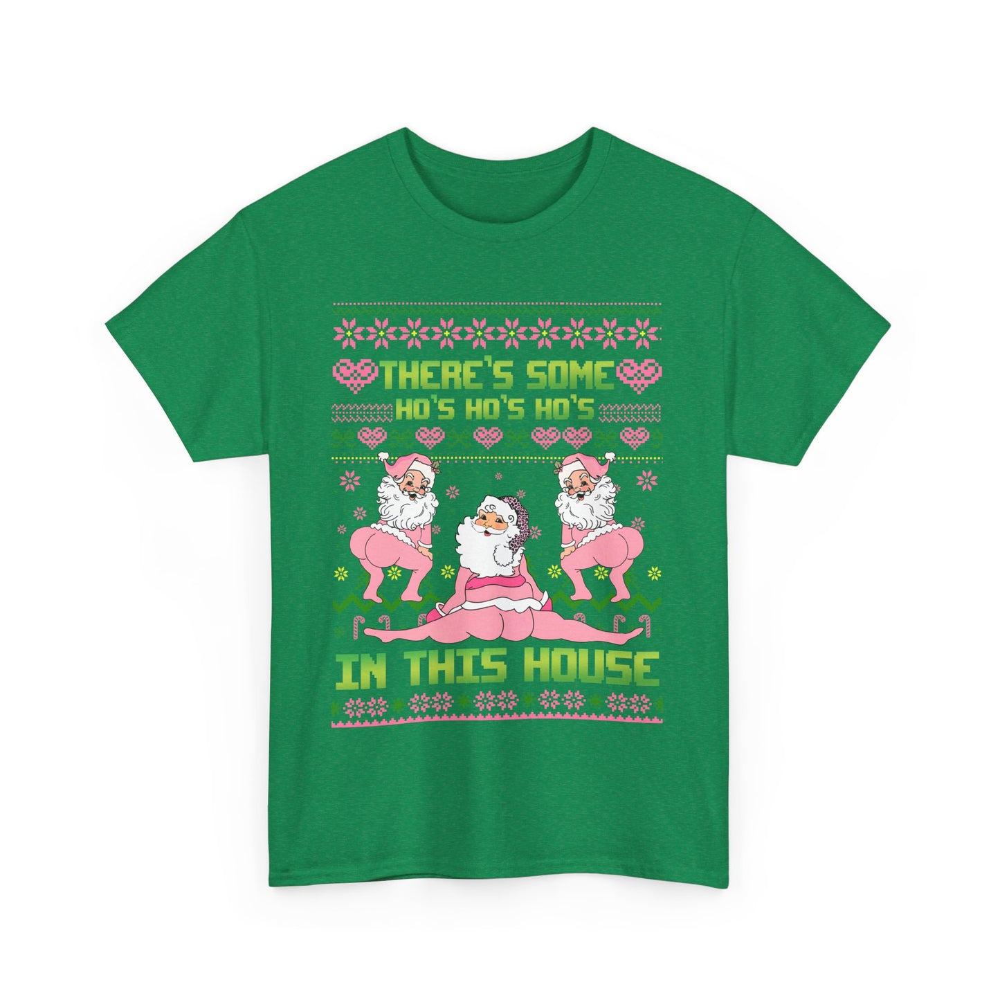 Funny Christmas Unisex Heavy Cotton Tee - "There's Some Ho's Ho's Ho's in This House"