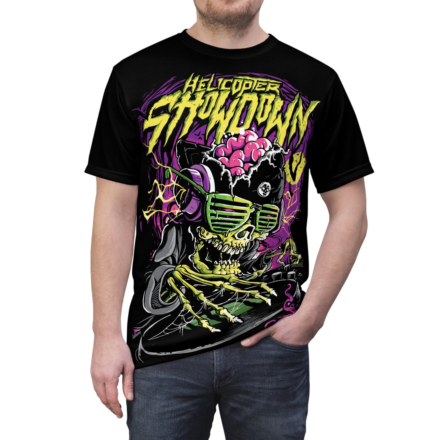 Helicopter Showdown Unisex Tee - Fun Halloween Graphic Tee for Party Lovers