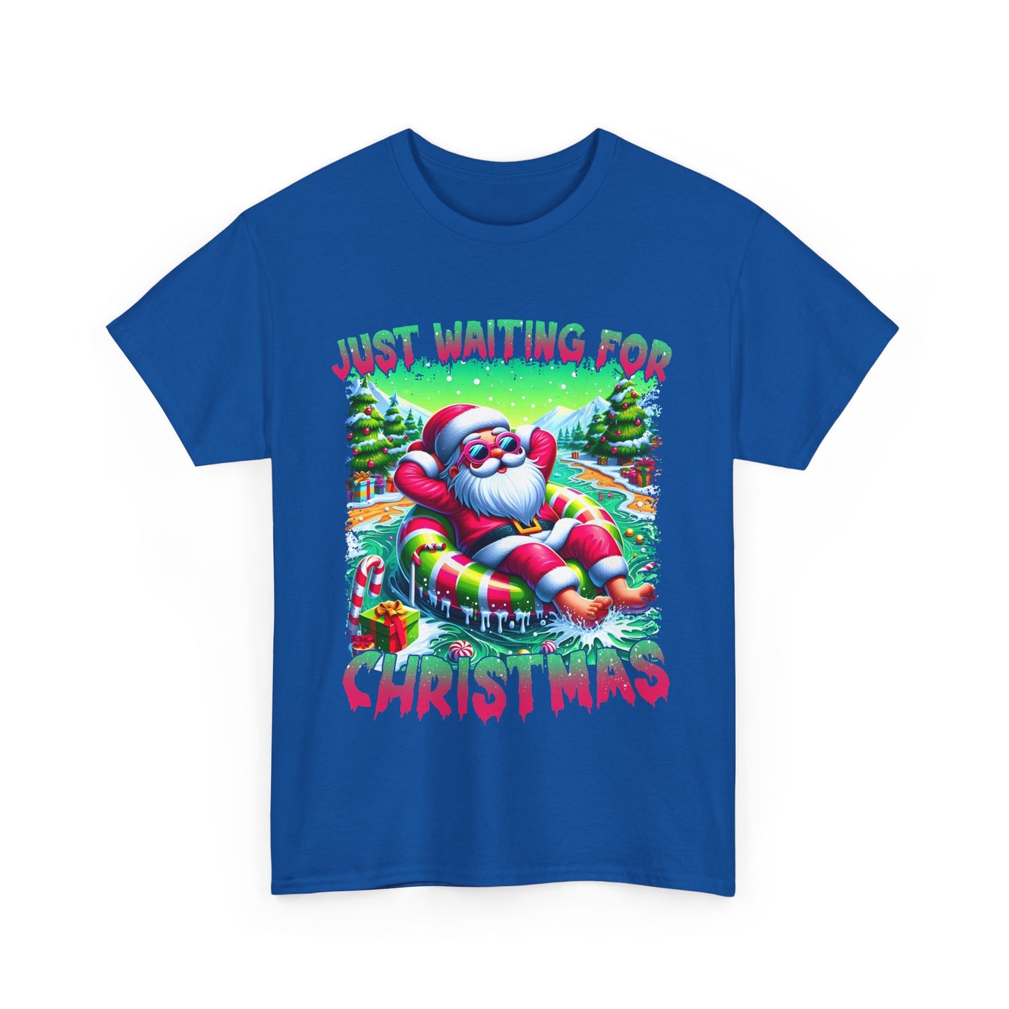 Unisex Heavy Cotton Tee - Just Waiting for Christmas Design
