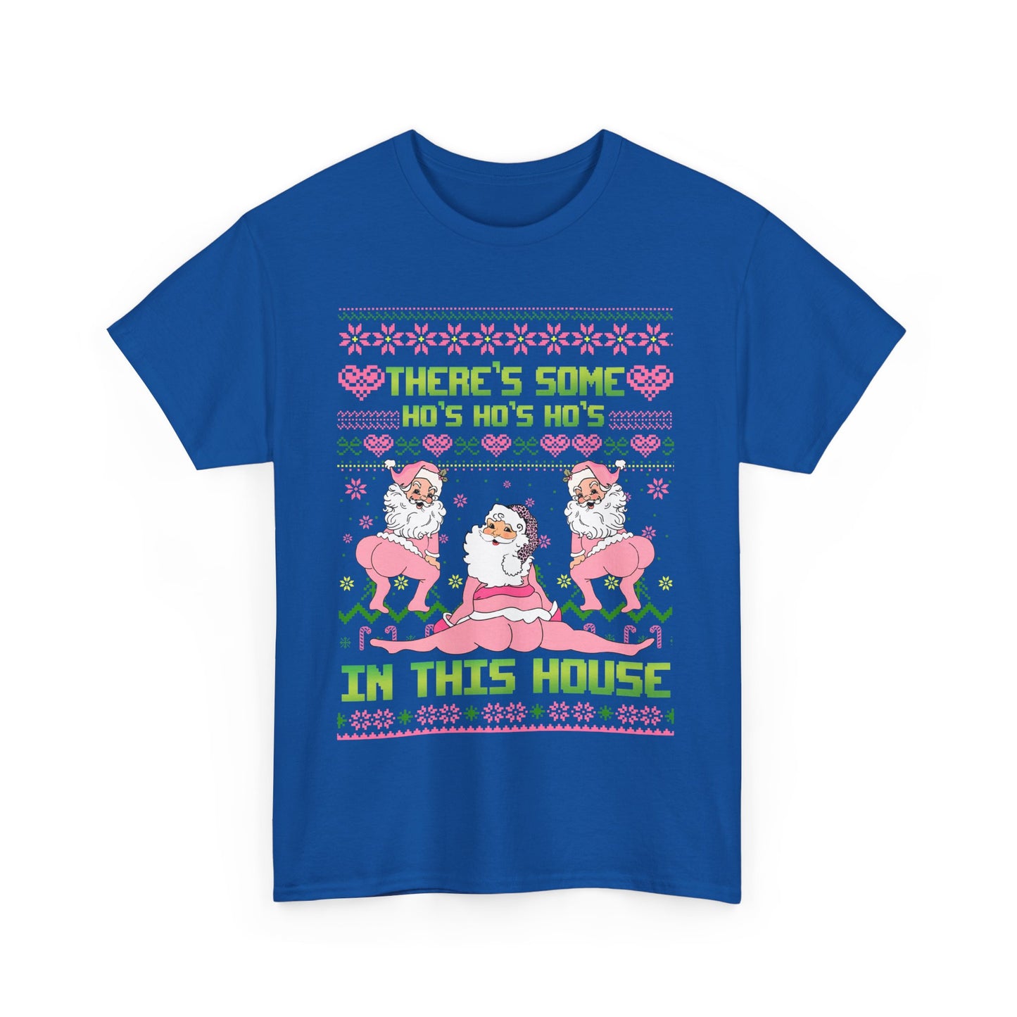 Funny Christmas Unisex Heavy Cotton Tee - "There's Some Ho's Ho's Ho's in This House"