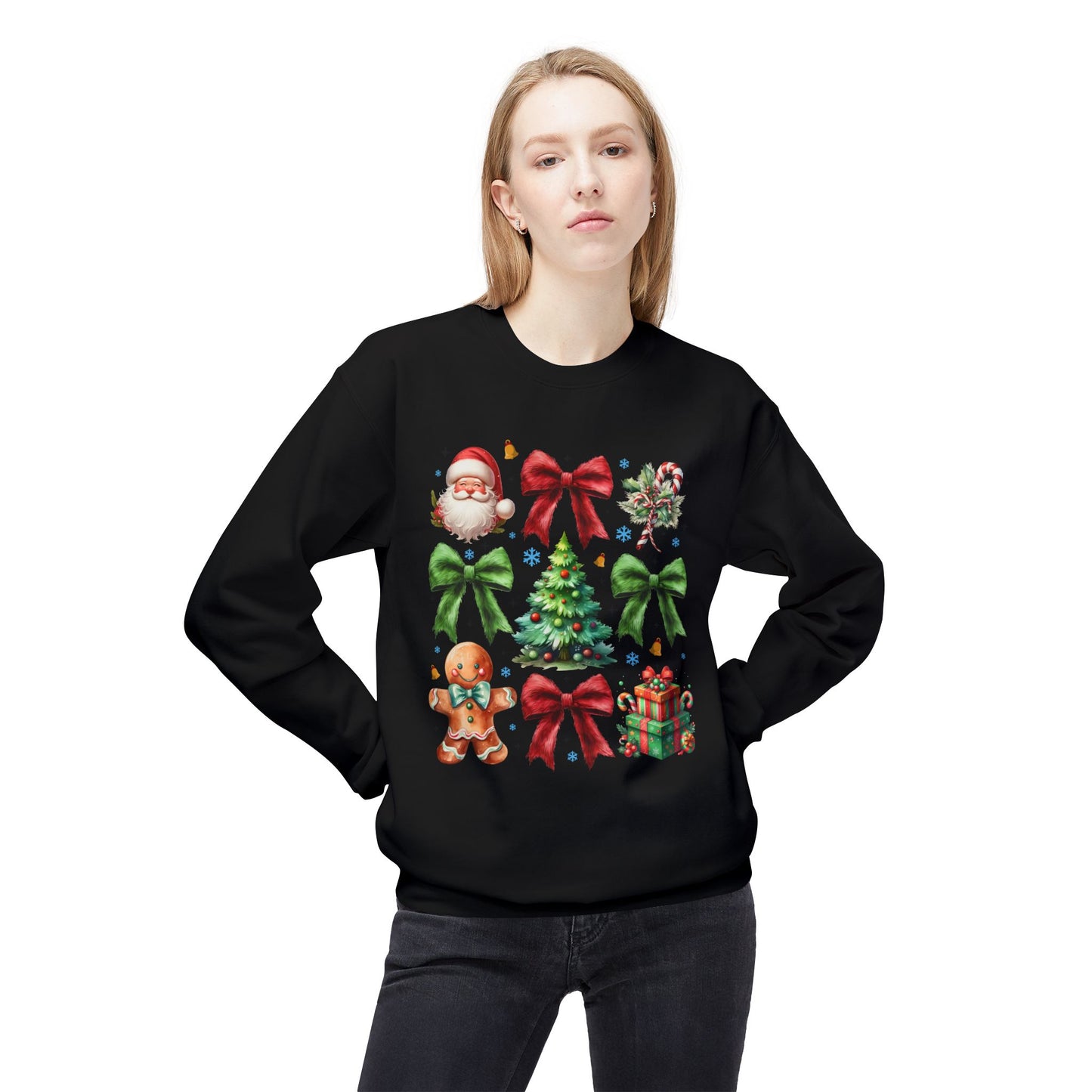 Festive Fleece Crewneck Sweatshirt - Christmas Cheer Design