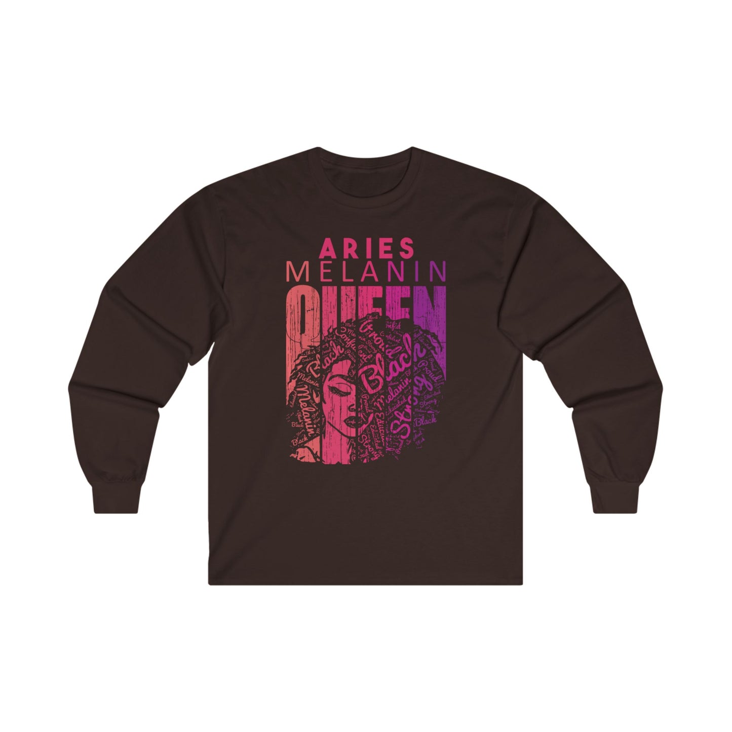 Aries Melanin Queen Long Sleeve Tee - Unisex Ultra Cotton Shirt