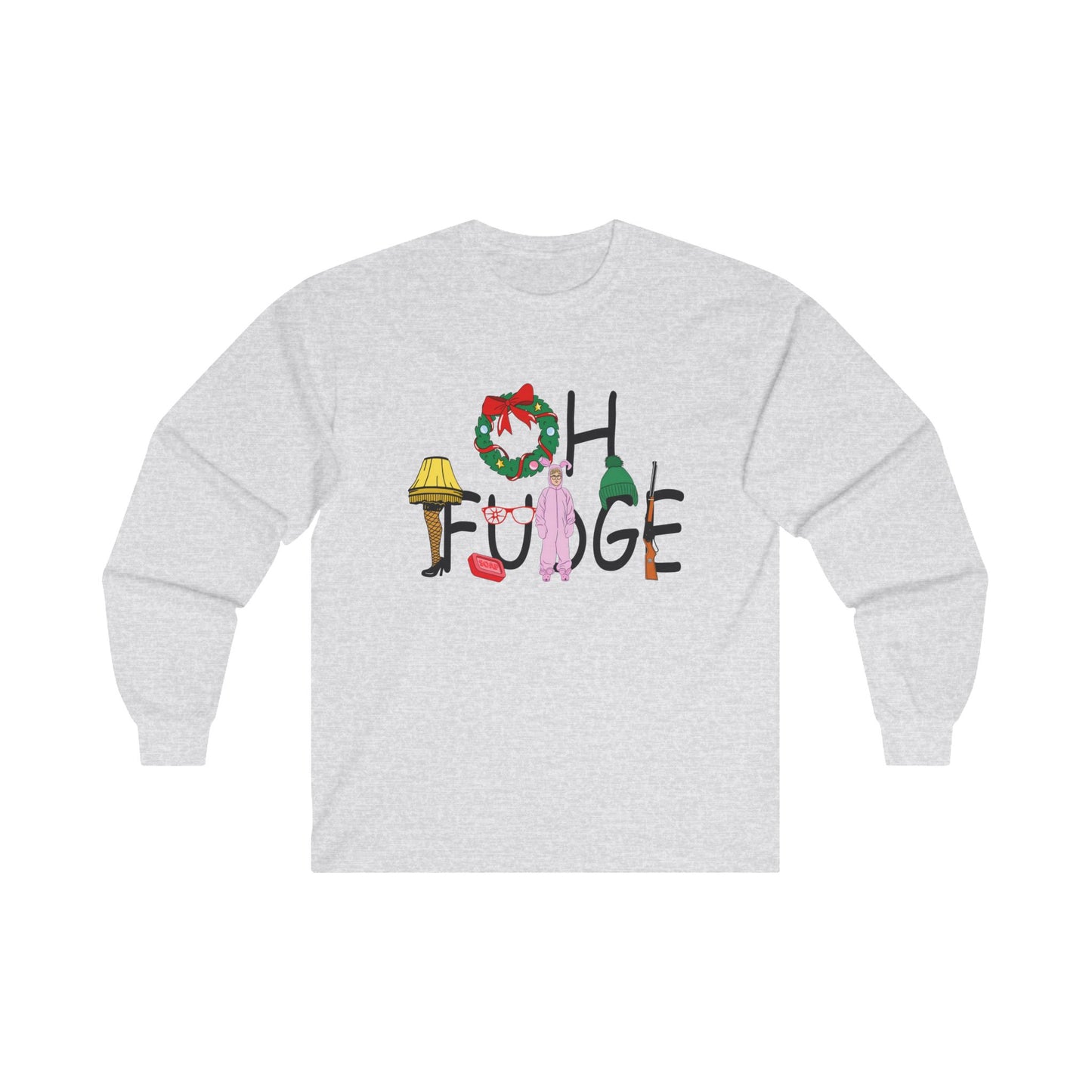 Funny Holiday 'OH FUDGE' Unisex Long Sleeve Tee