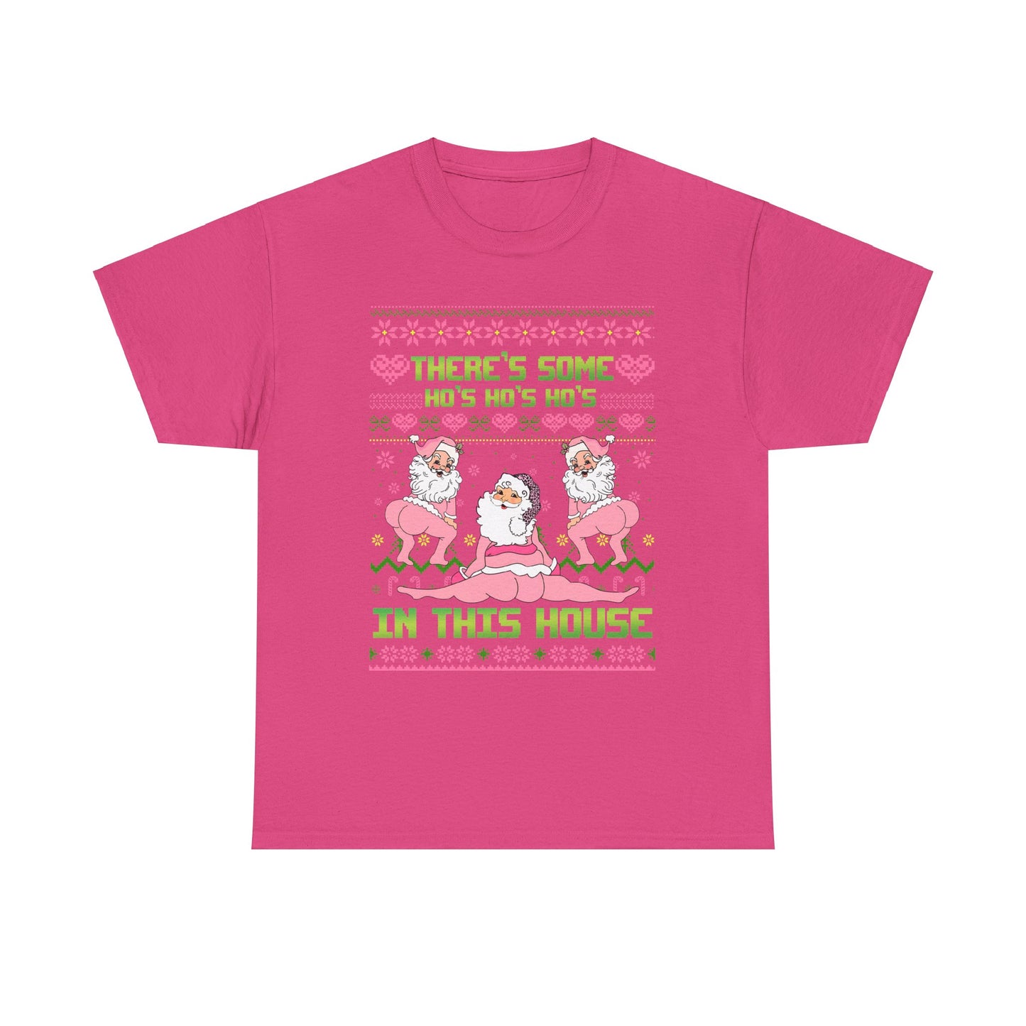 Funny Christmas Unisex Heavy Cotton Tee - "There's Some Ho's Ho's Ho's in This House"