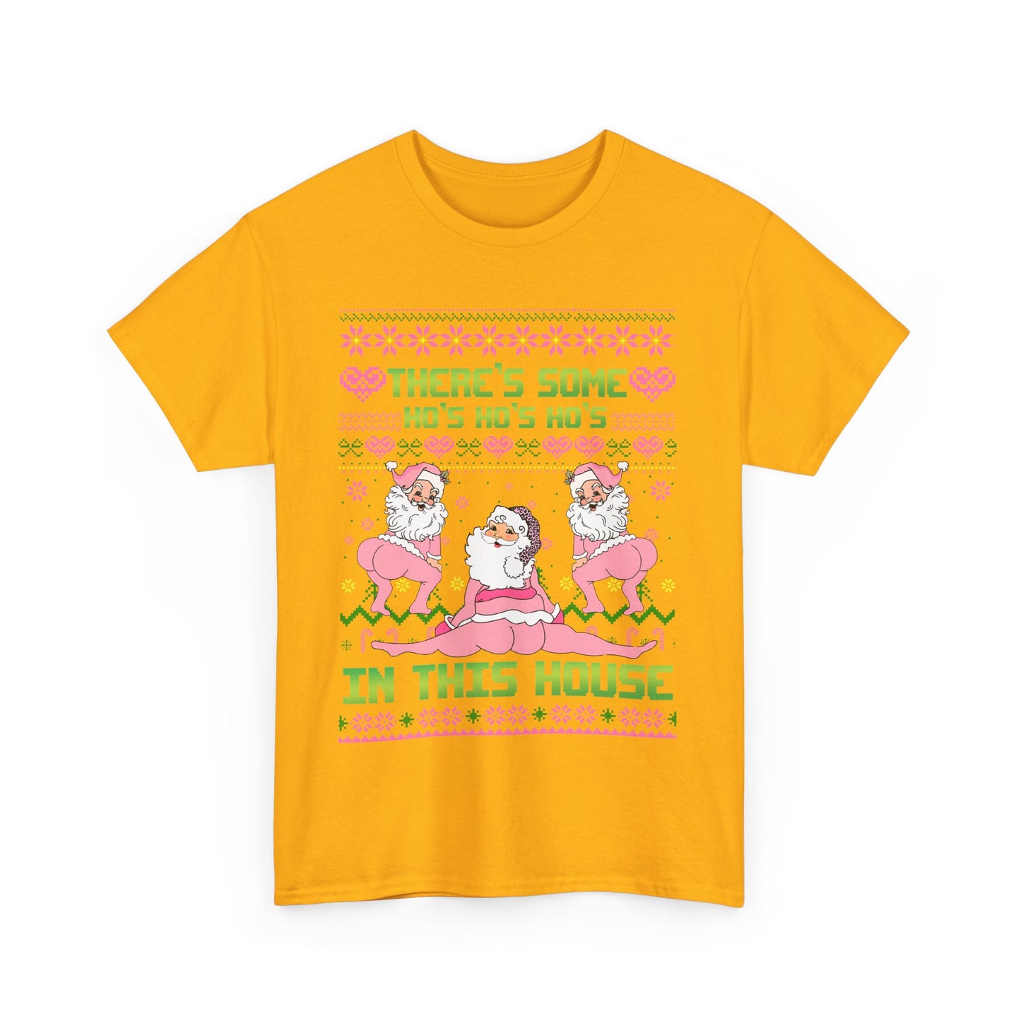 Funny Christmas Unisex Heavy Cotton Tee - "There's Some Ho's Ho's Ho's in This House"