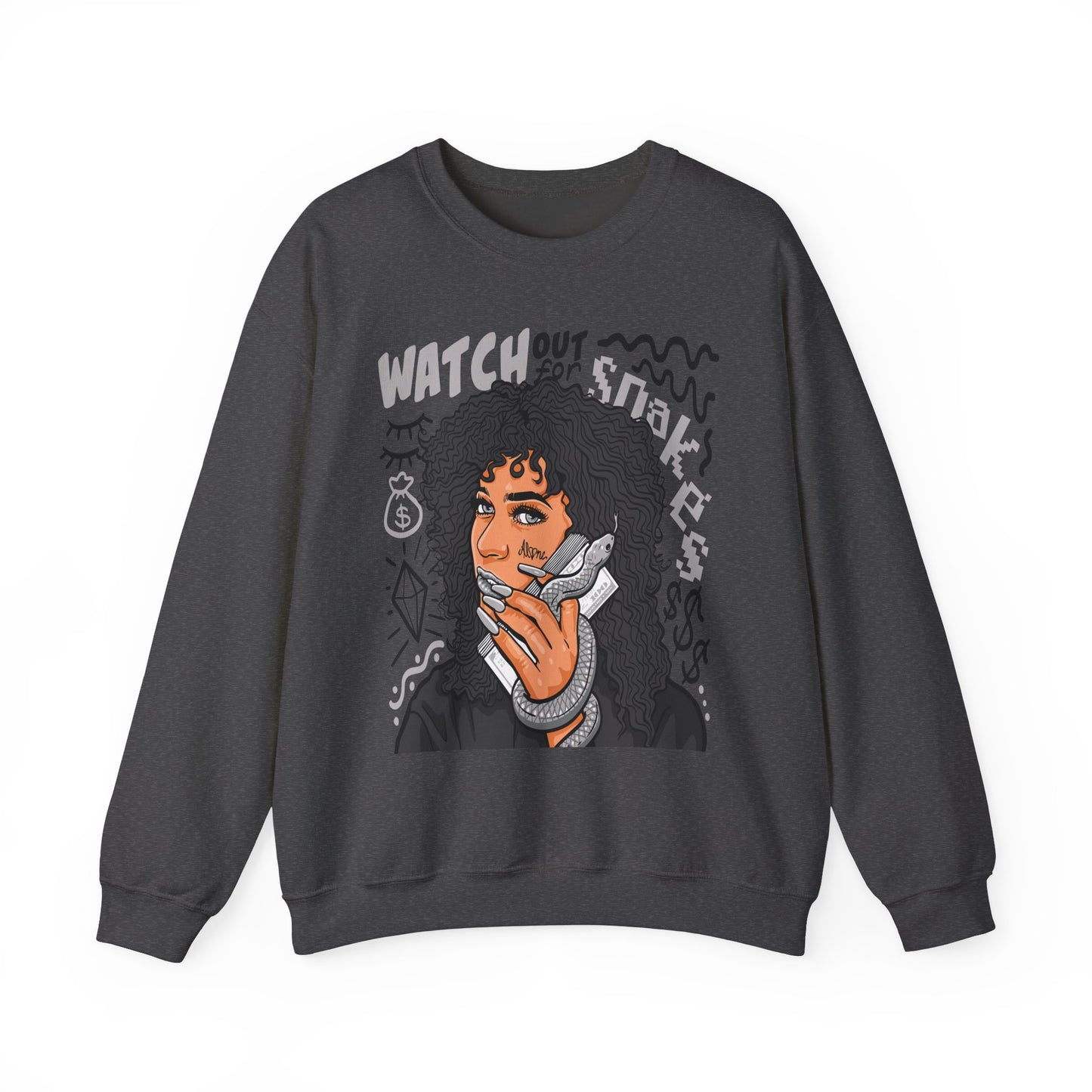 Watch Out for Snakes Crewneck Sweatshirt - Bold Graphic Design