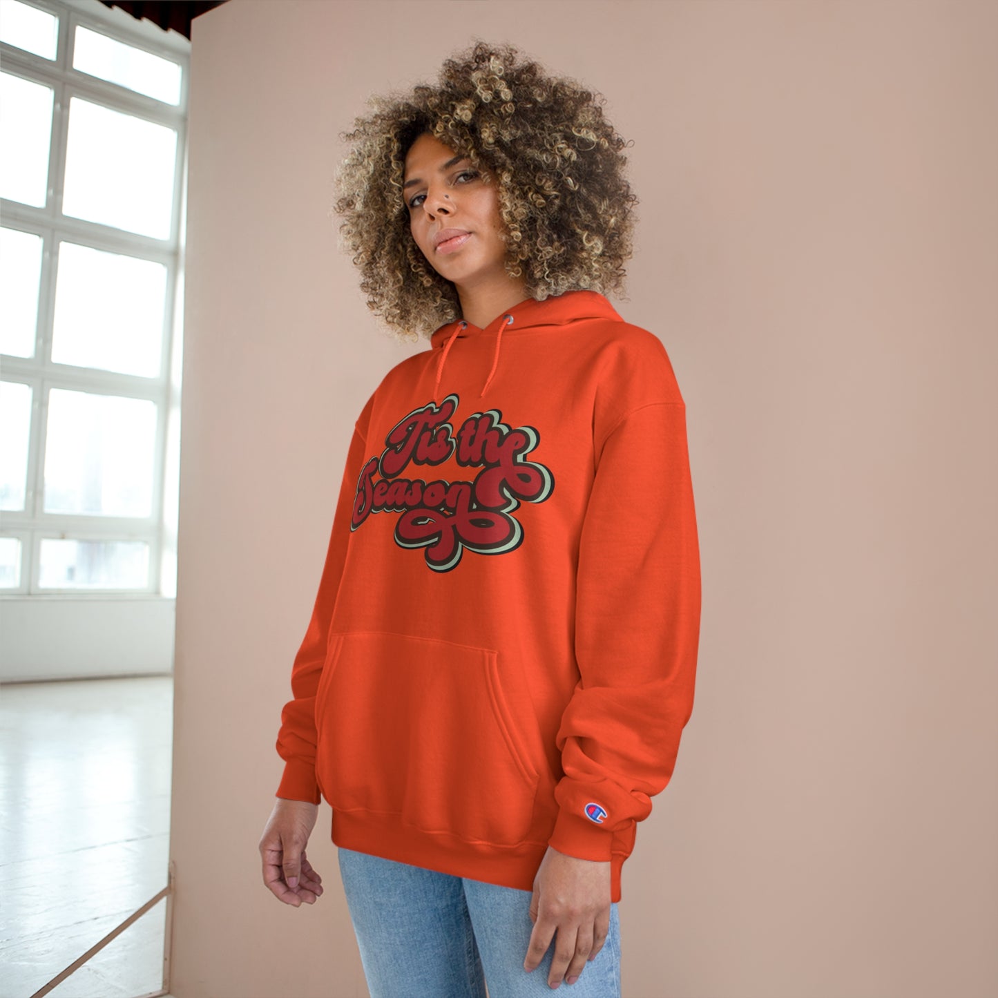 Festive Champion Hoodie - 'Tis the Season Christmas Sweatshirt