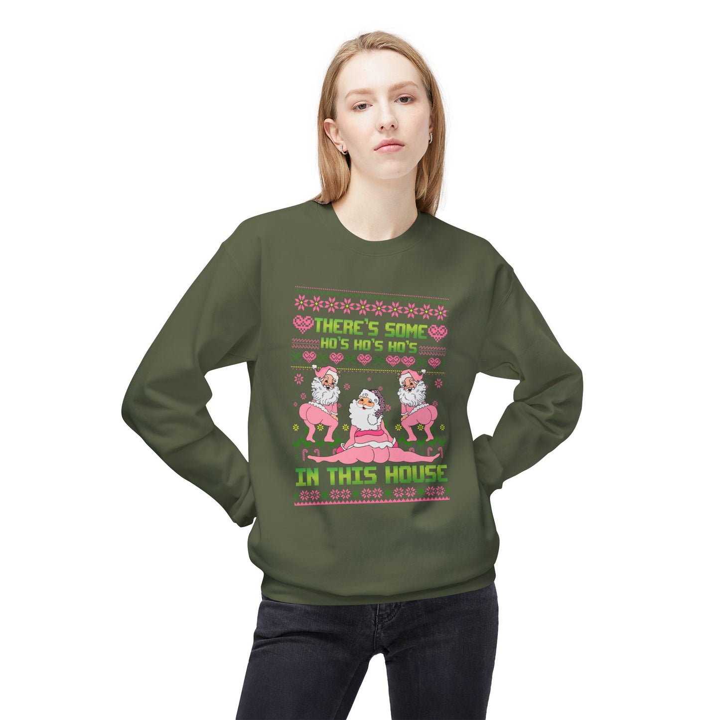 There's Some Ho Ho Ho's In This House Unisex MidWeight Softstyle Fleece Crewneck Sweatshirt