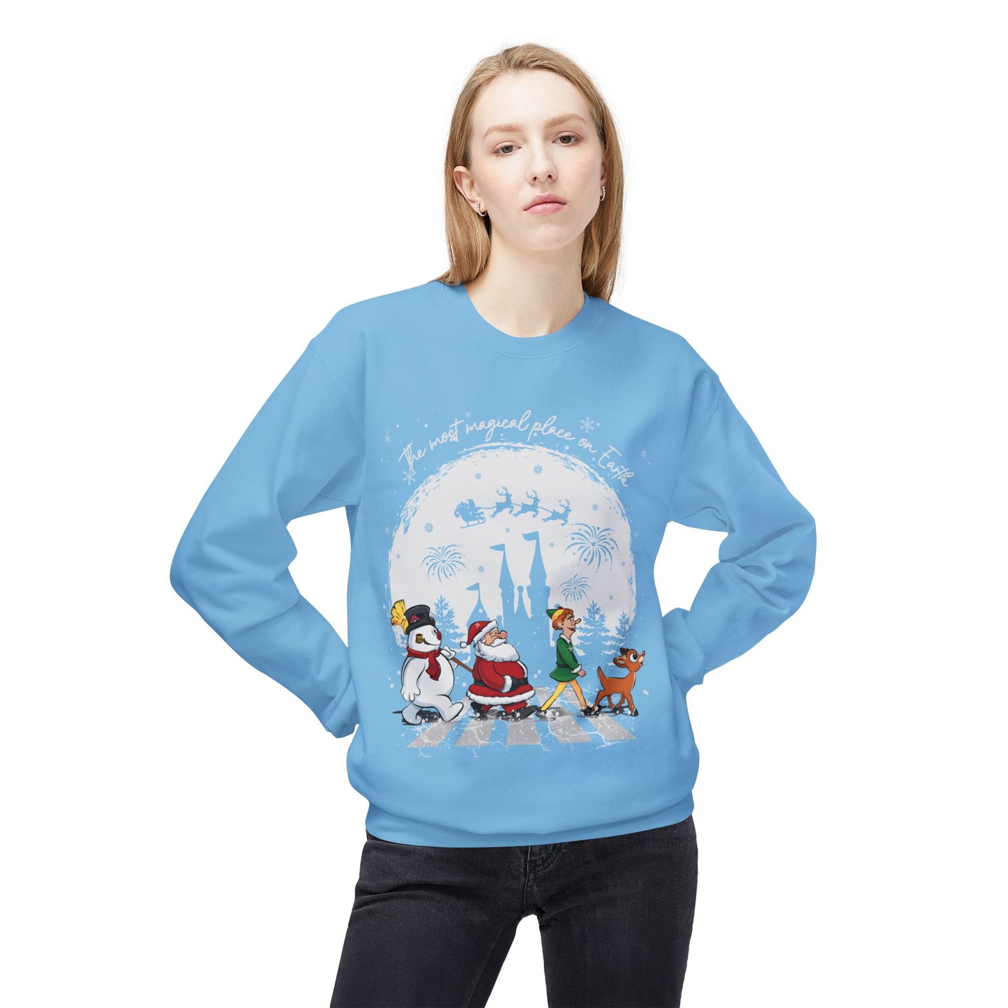 "A Very Magical Place on Earth" Holiday Crewneck Sweatshirt - Unisex Midweight Fleece