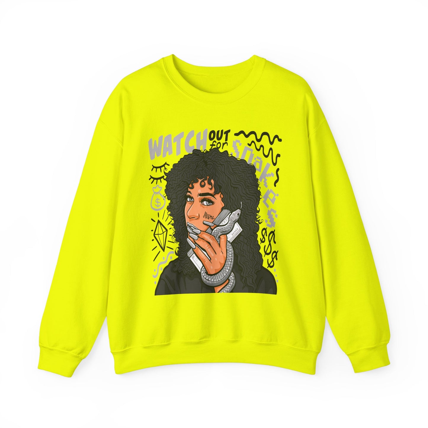 Watch Out for Snakes Crewneck Sweatshirt - Bold Graphic Design