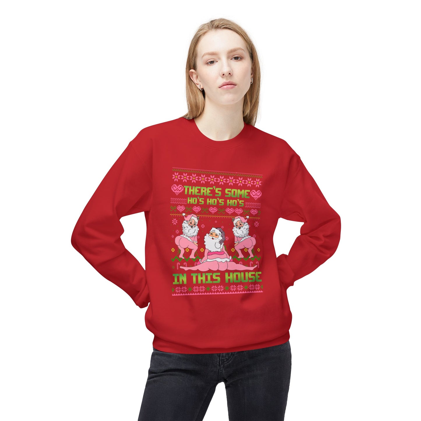 There's Some Ho Ho Ho's In This House Unisex MidWeight Softstyle Fleece Crewneck Sweatshirt