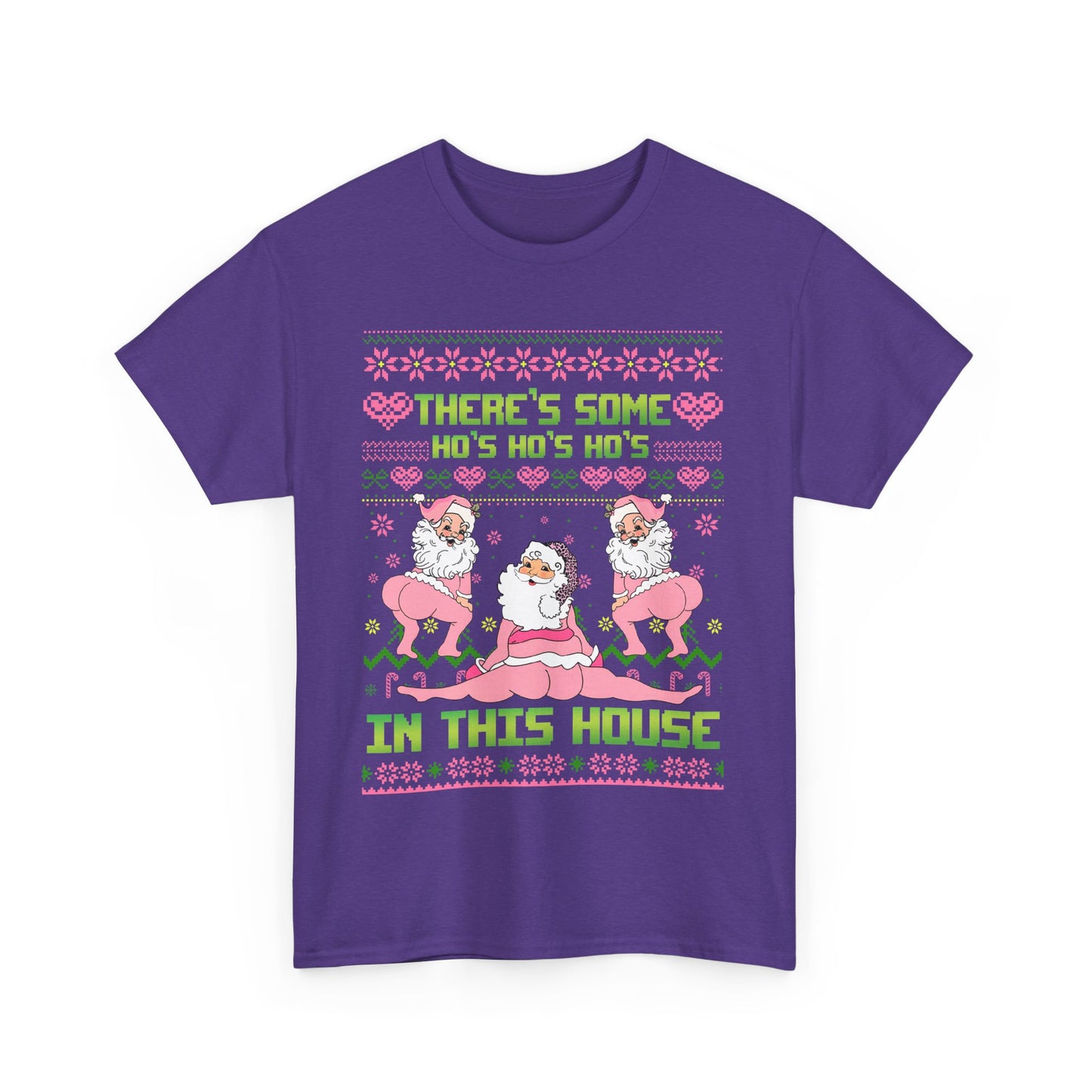 Funny Christmas Unisex Heavy Cotton Tee - "There's Some Ho's Ho's Ho's in This House"