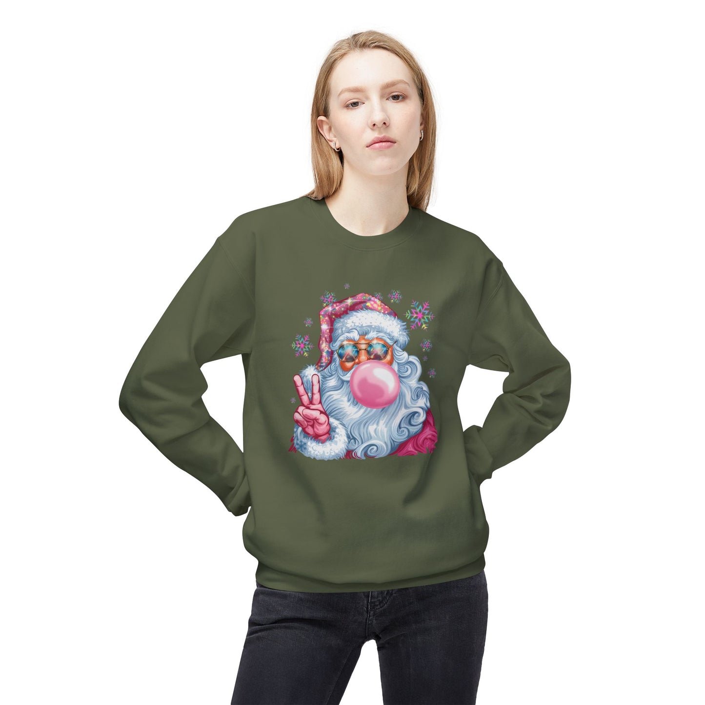Santa Claus Midweight Softstyle Fleece Crewneck Sweatshirt