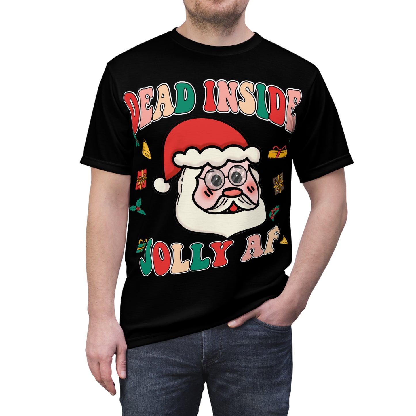 Funny Holiday Unisex Tee - 'Dead Inside Jolly AF' Christmas Shirt