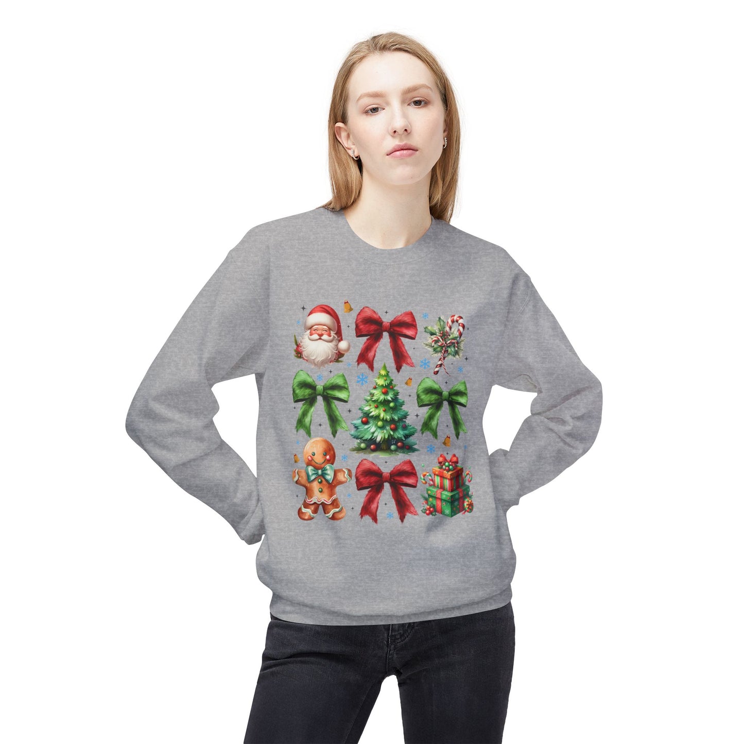 Festive Fleece Crewneck Sweatshirt - Christmas Cheer Design
