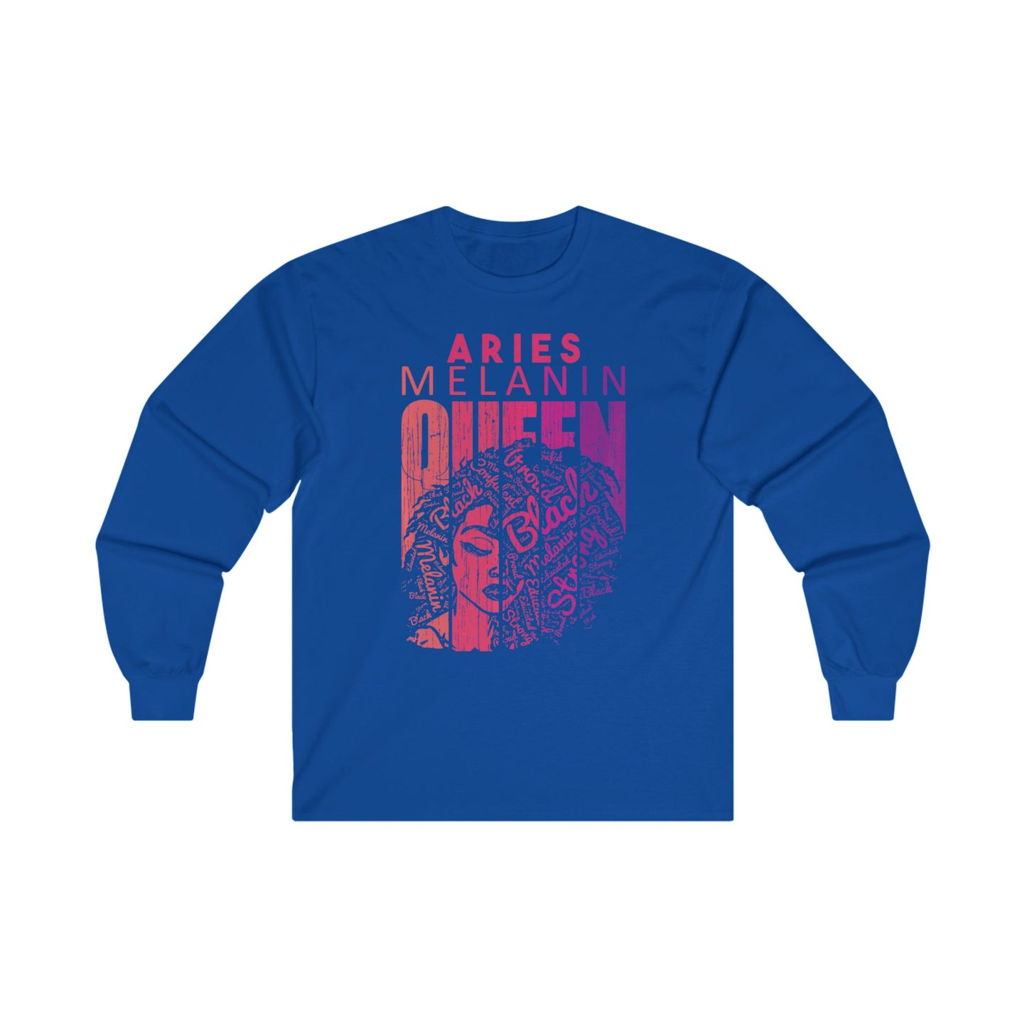 Aries Melanin Queen Long Sleeve Tee - Unisex Ultra Cotton Shirt